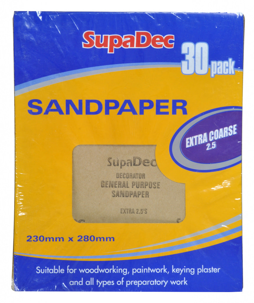 SupaDec General Purpose Sandpaper Pack 30 Extra Coarse 2.5