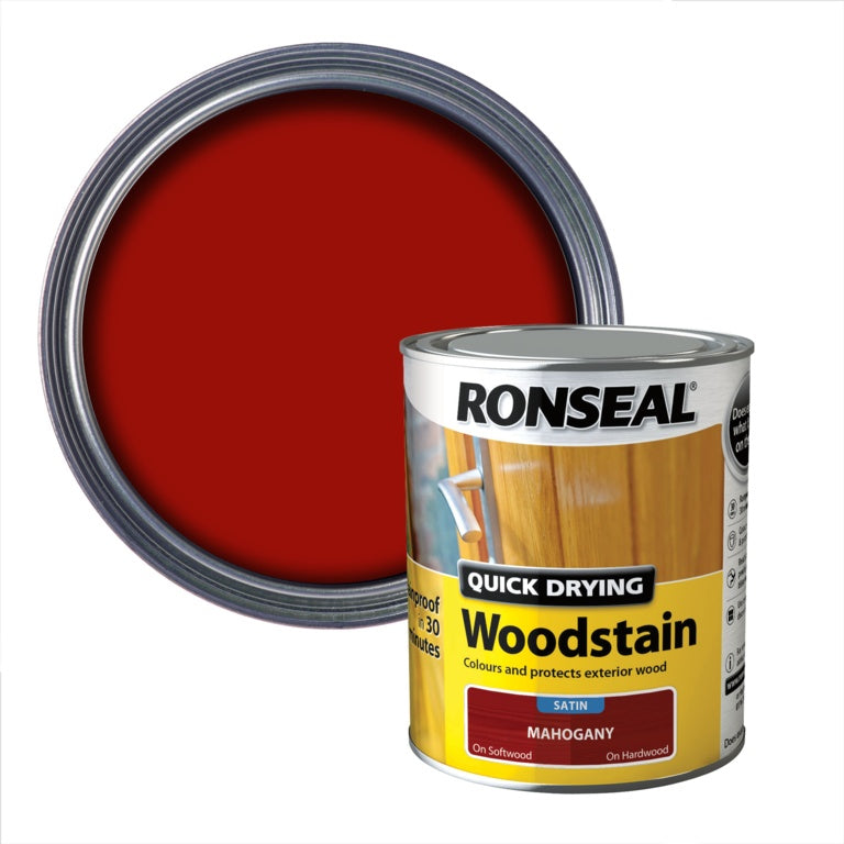 Ronseal Quick Drying Woodstain Satin 750ml Mahogany