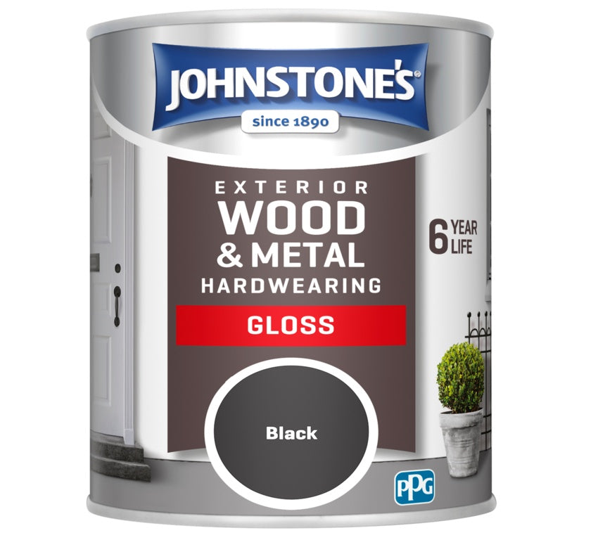 Johnstones Exterior Hardwearing Gloss 750ml Black