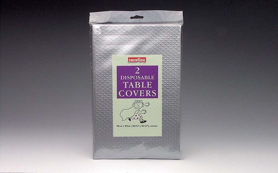 Caroline Square Paper Table Covers 90cm Silver, 2 Pack
