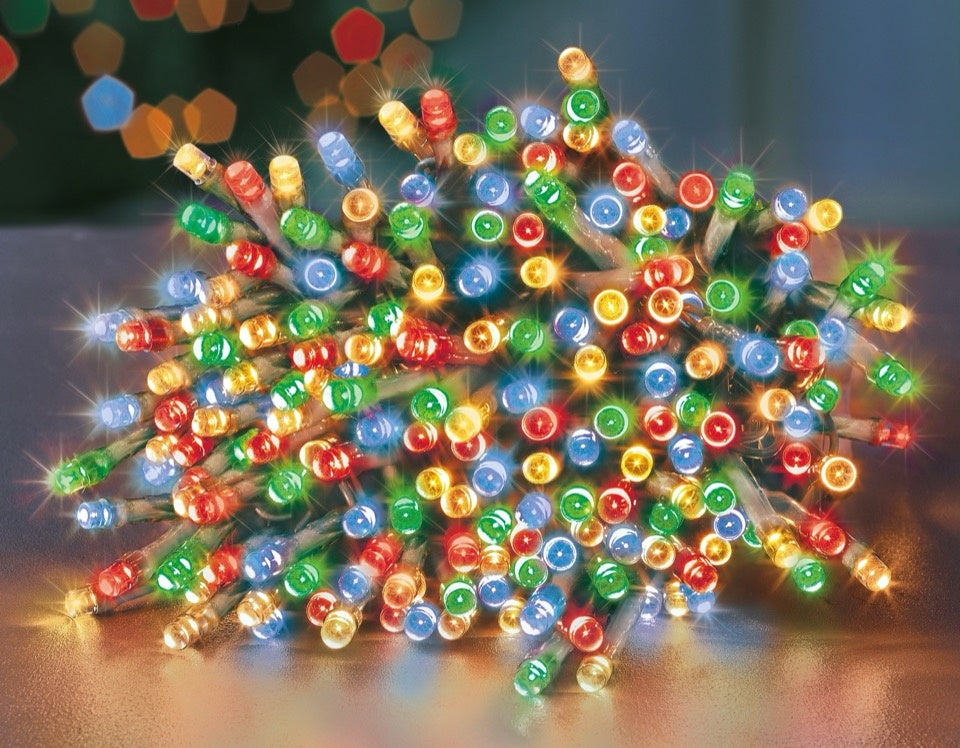 Premier 200 LED Multi Action Supabrights With Timer Multi Coloured /Clear Cable