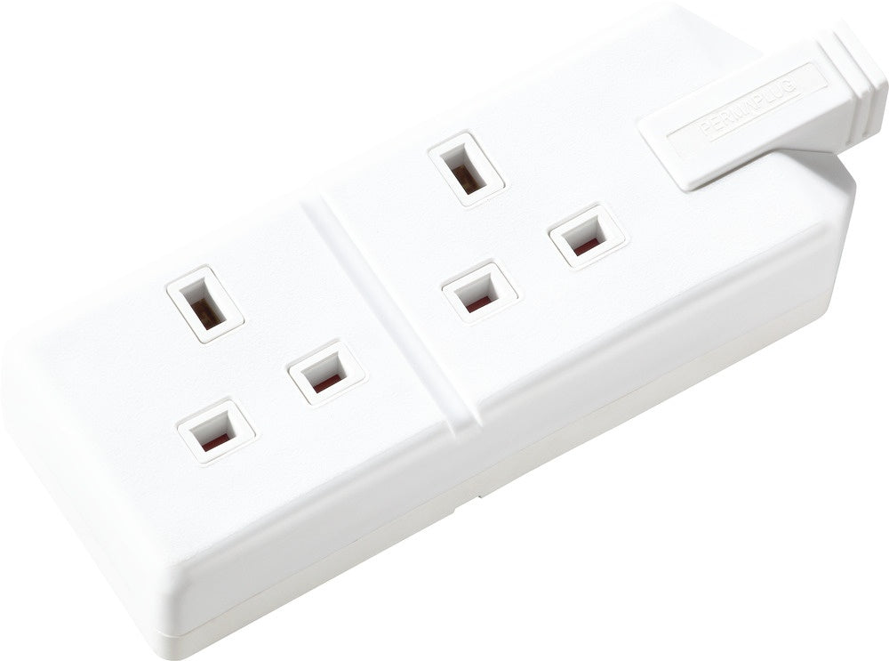 Masterplug Twin Extension Socket White