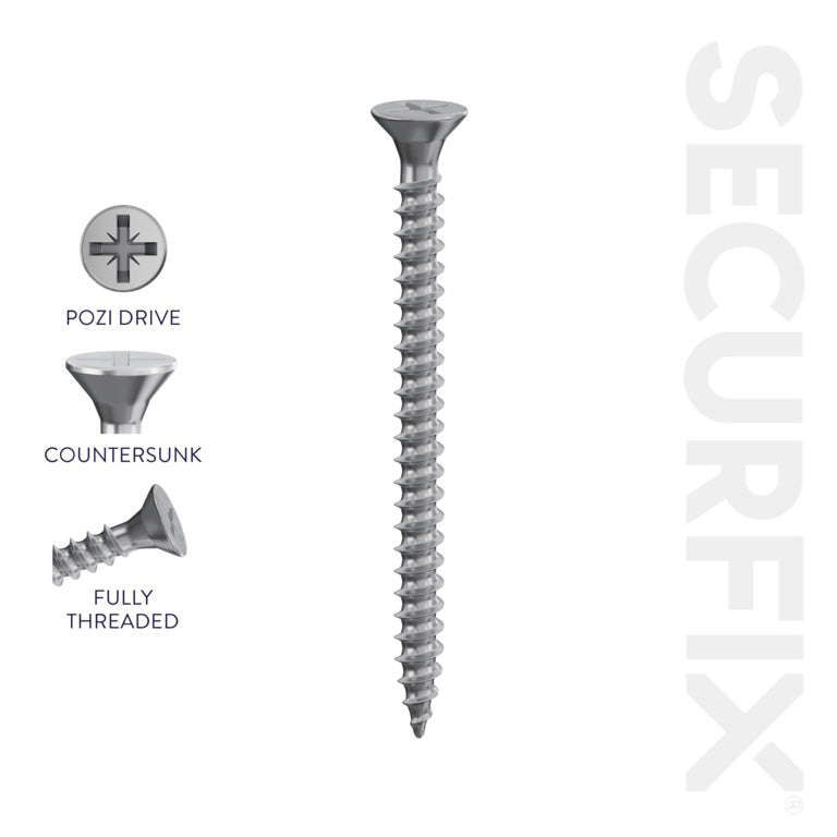 Securfix A2 Stainless Steel Multi-Purpose Screws 6 x 1"-3.5 x 25mm | Pack of 200