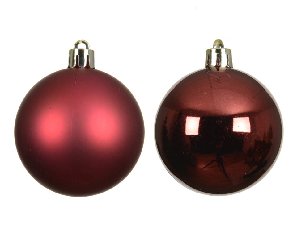 Kaemingk Shatterproof Plain Baubles Oxblood Red 10cm Pack 4