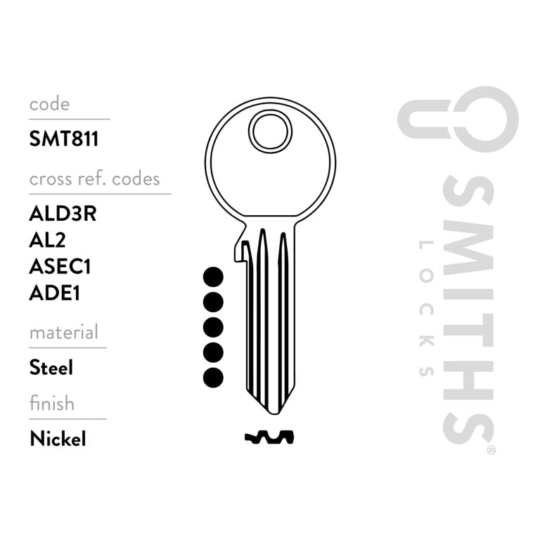 Smiths Locks Aldridge 5 Pin Cylinder Key Blank