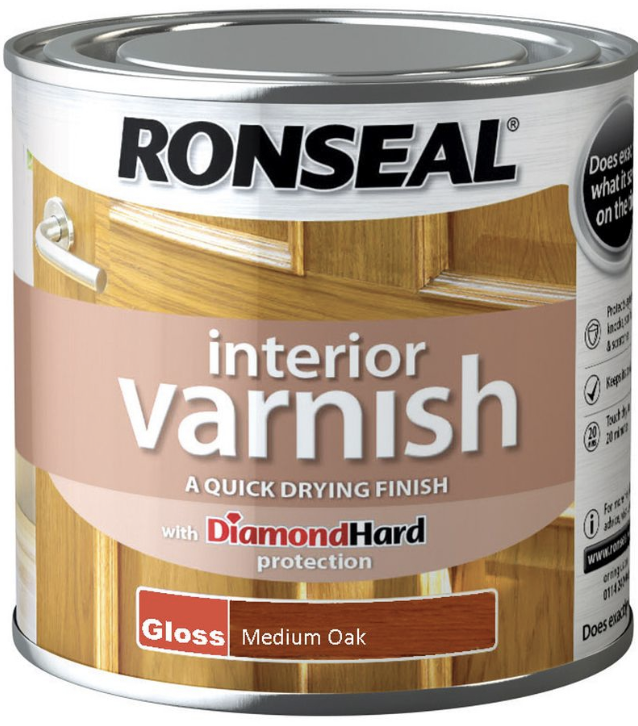 Ronseal Interior Varnish Gloss 250ml Medium Oak
