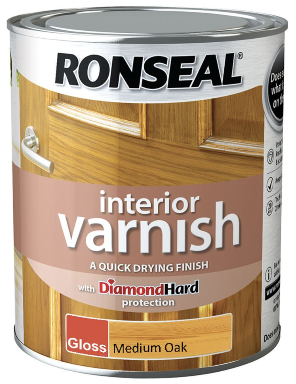 Ronseal Interior Varnish Gloss 750ml Medium Oak