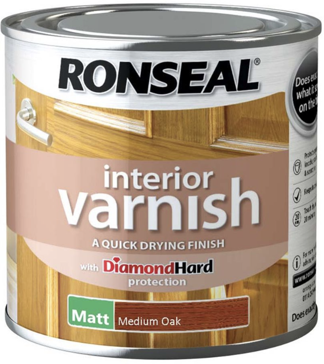 Ronseal Interior Varnish Matt 250ml Medium Oak