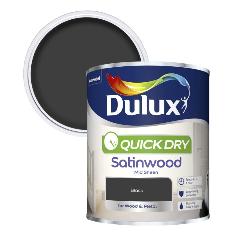 Dulux Quick Dry Satinwood 750ml Black