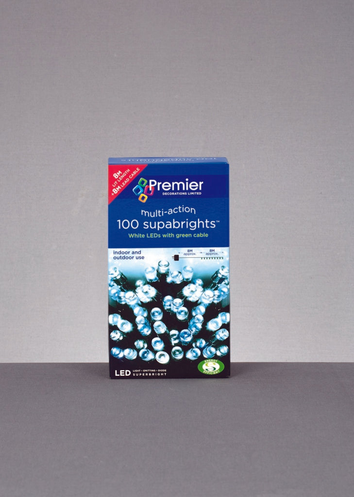 Premier 100 LED Multi Action Supabrights With Timer White/Green