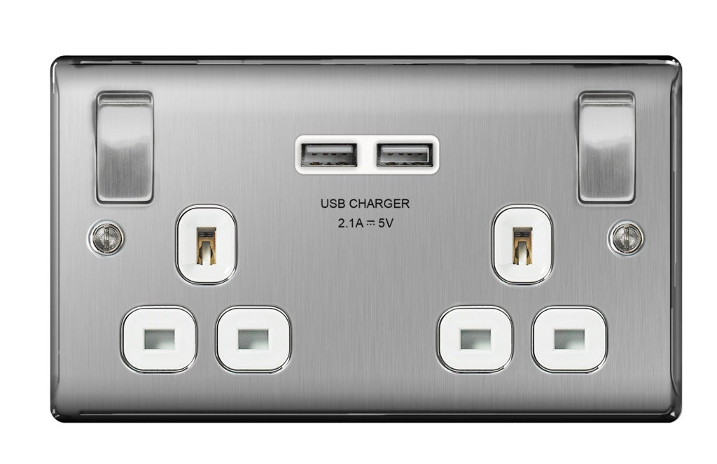 13a 2 Gang Switch Socket & USB