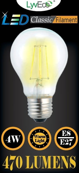 Lyveco ES Clear LED 4 Filament 470 Lumens GLS 2700K