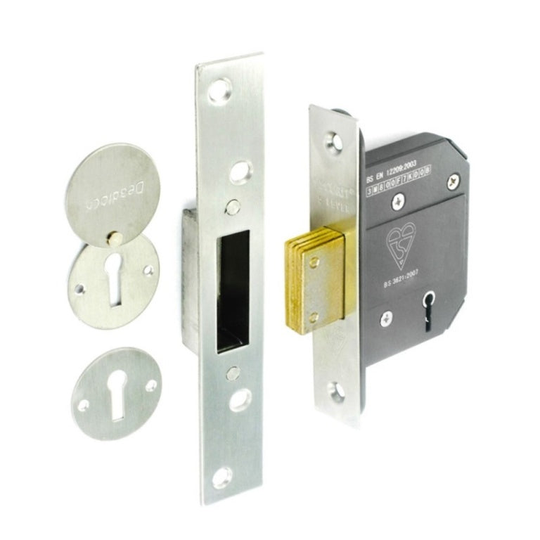 Securit 5 Lever Deadlock BS3621 75mm Stainless Steel