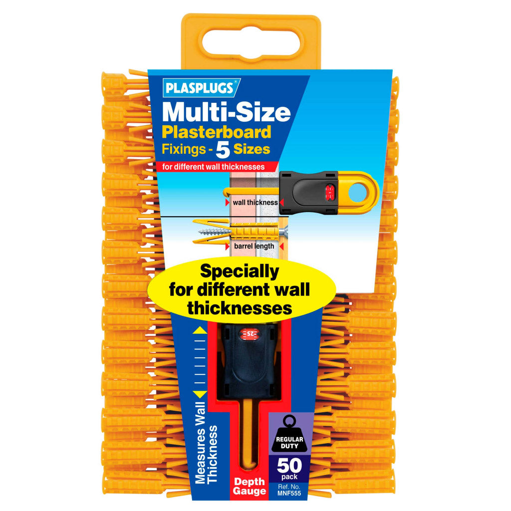 Plasplugs Multi-Size Plasterboard Plugs 10 Plugs