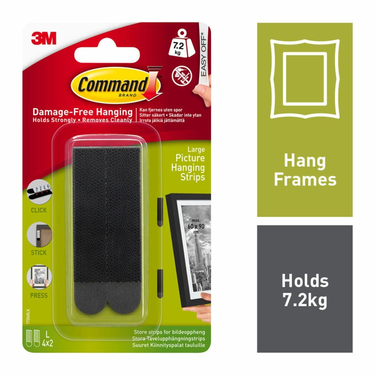 Commandâ„¢ Large Black Picture Hanging Strips