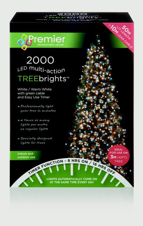 Premier 2000 LED Multi Action Treebrights With Timer White/Warm White
