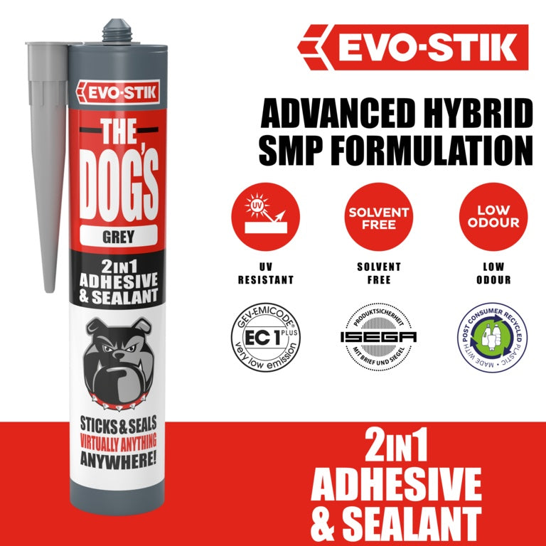 Evo-Stik The Dogs 2 In 1 Adhesive & Sealant 290ml Grey