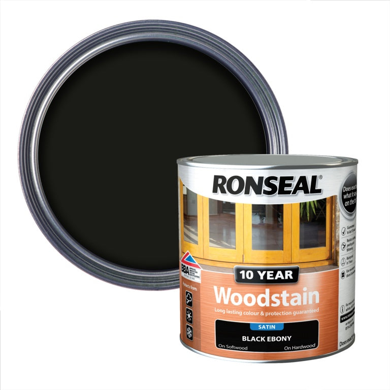 Ronseal 10 Year Woodstain Satin 750ml Ebony