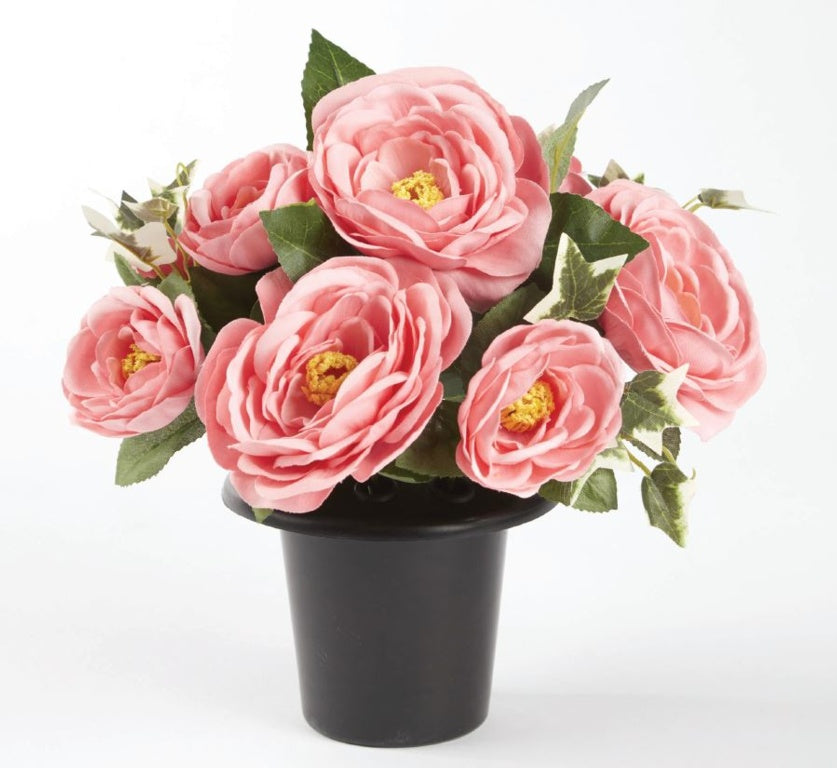 Oasis Grave Vase Container Black/Pink