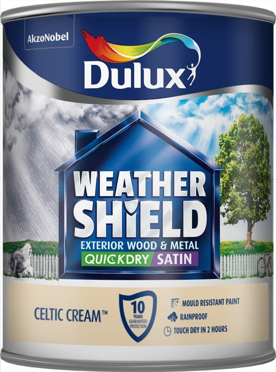 Dulux Weathershield Quick Dry Satin 750ml Celtic Cream