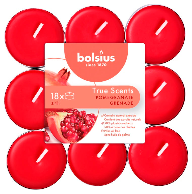 Bolsius Fragranced Tealights 4 Hour Pack 18 Pomegrante