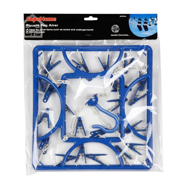 Square 24 Peg Blue Airer