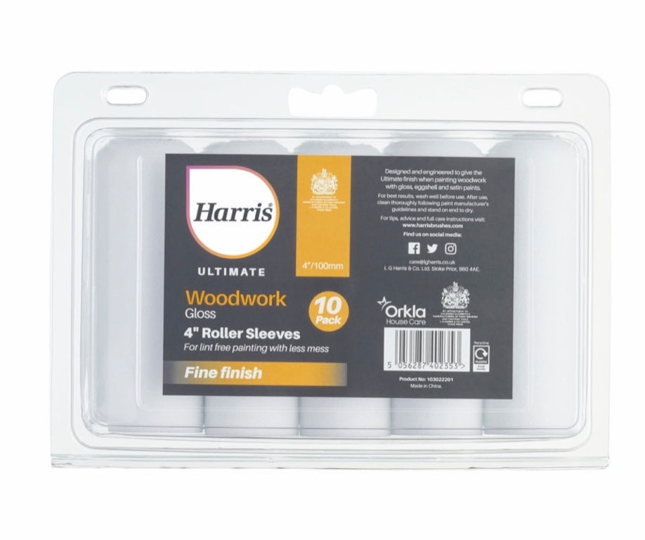 Harris Ultimate Woodwork Gloss Sleeve 4" 10 Pack