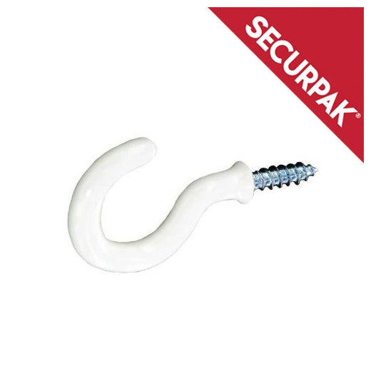 Securpak White Cup Hook 25mm Pack 9