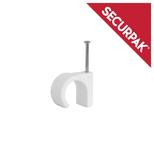 Securpak Round Cable Clips Pack 40 6.0mm White