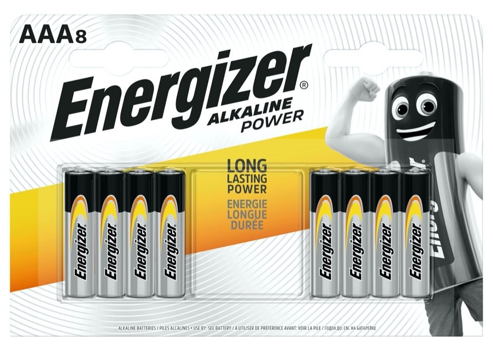 Energizer Alkaline Power Batteries AAA Pack 8