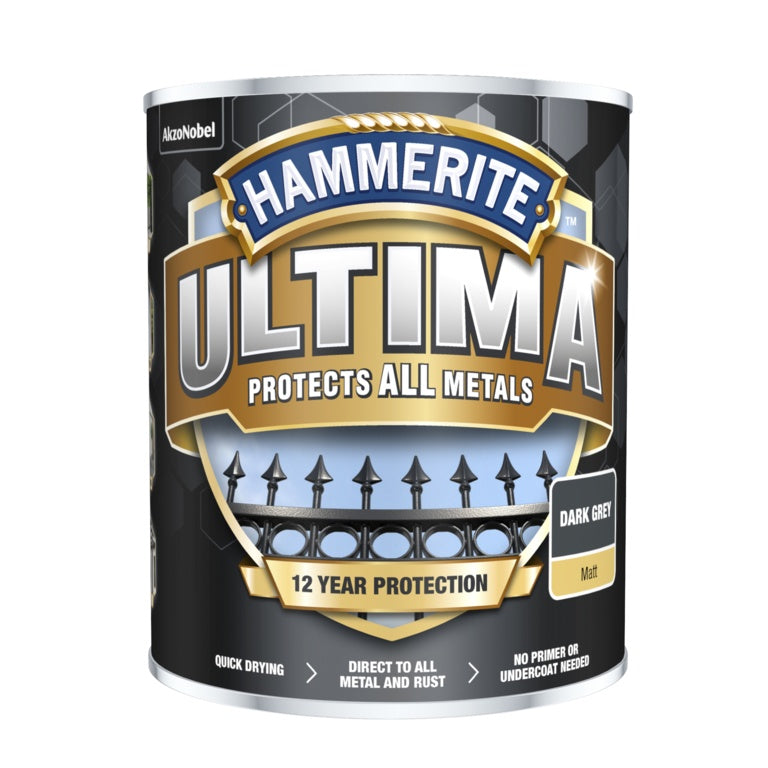 Hammerite Ultima Matt All Metal Paint 750ml Dark Grey
