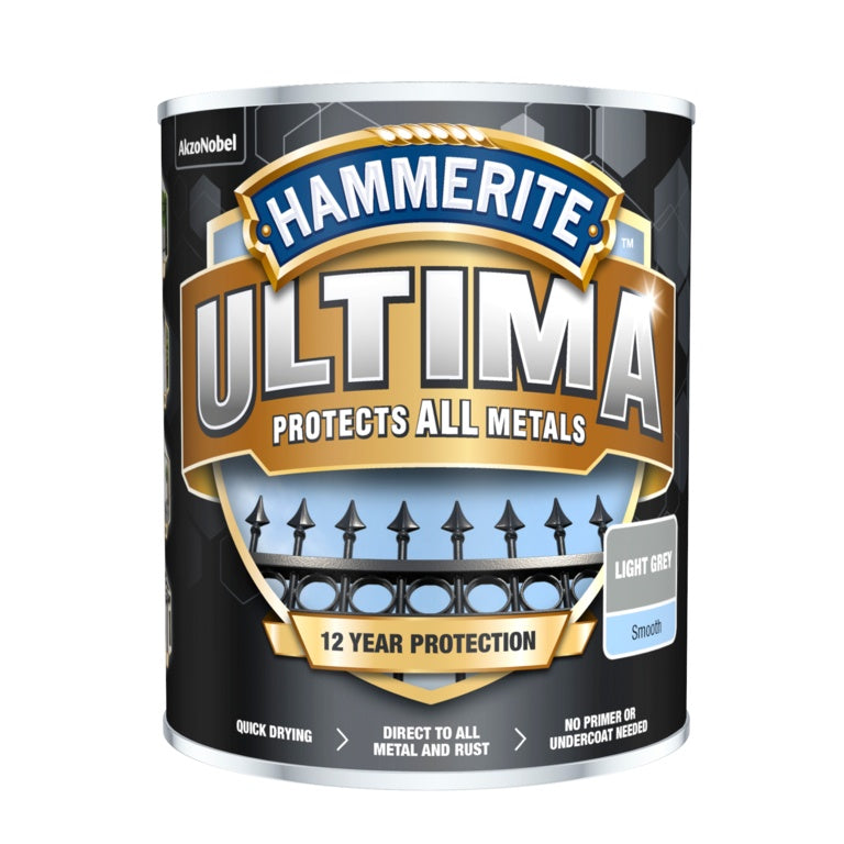 Hammerite Ultima Smooth Metal Paint 750ml Light Grey