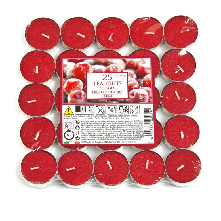 Aladino 4 Hour Tealights Pack 25 Frosted Cherries