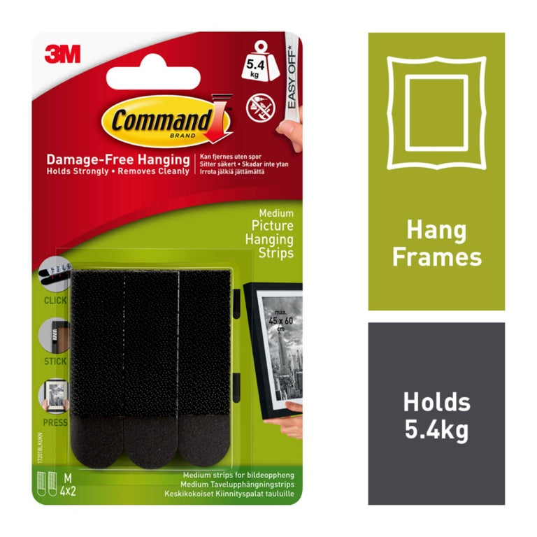 Commandâ„¢ Medium Black Picture Hanging Strips