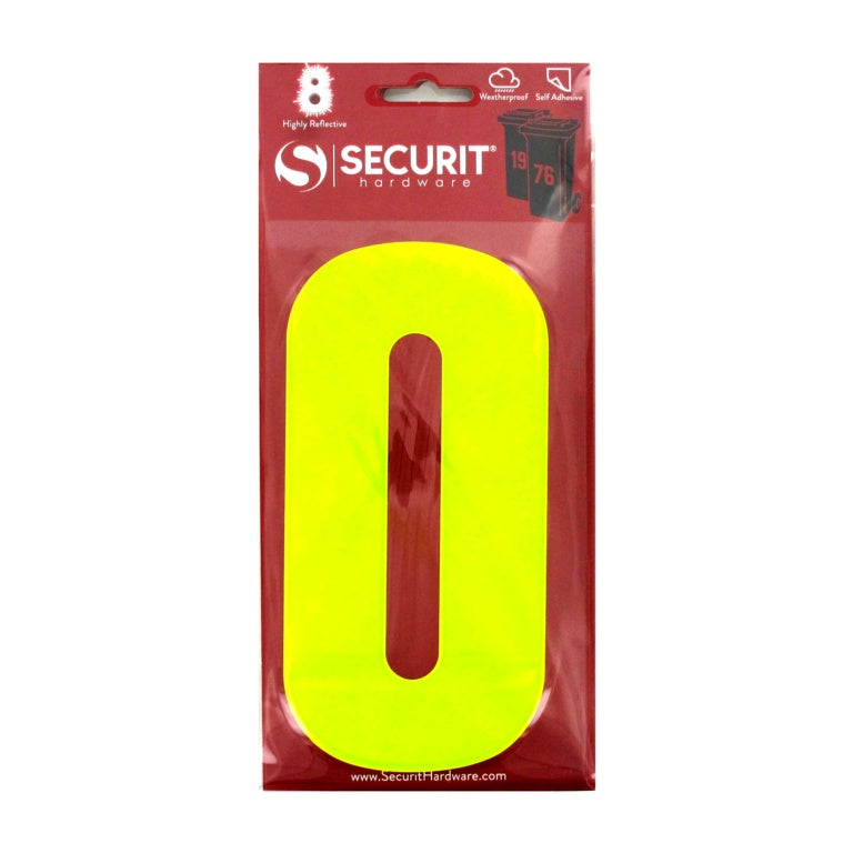 Securit Hi Vis Self Adhesive Wheelie Bin Numbers No 0 160mm