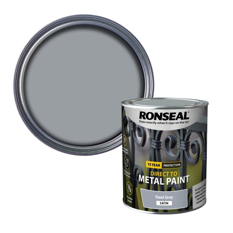 Ronseal Direct To Metal Paint 750ml Steel Grey Satin