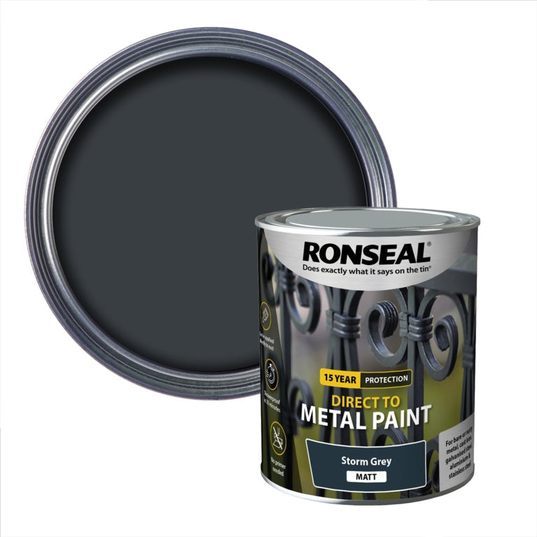 Ronseal Direct To Metal Paint 750ml Storm Grey Matt
