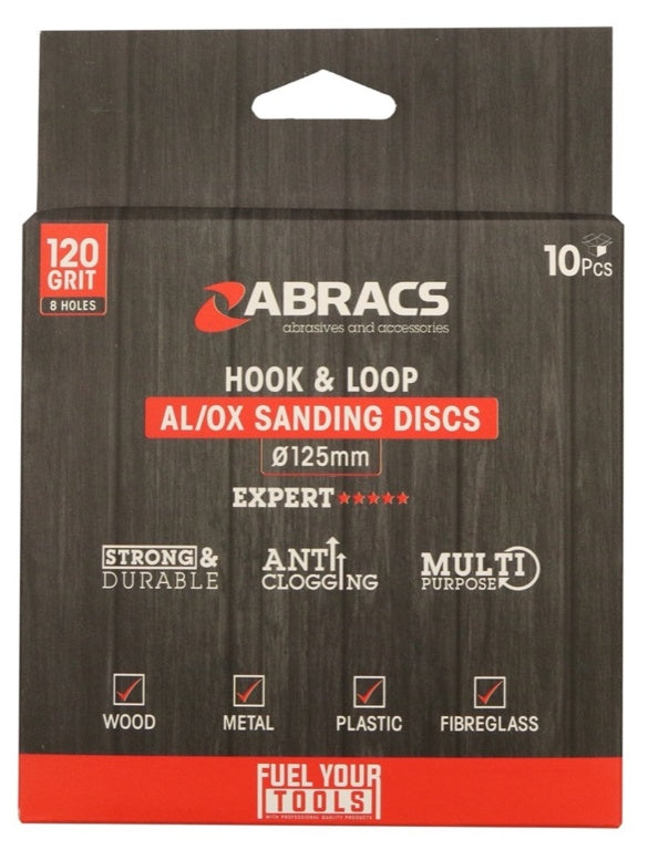 Abracs Hook & Loop Disc Pack 10 125mm x 120 Grit