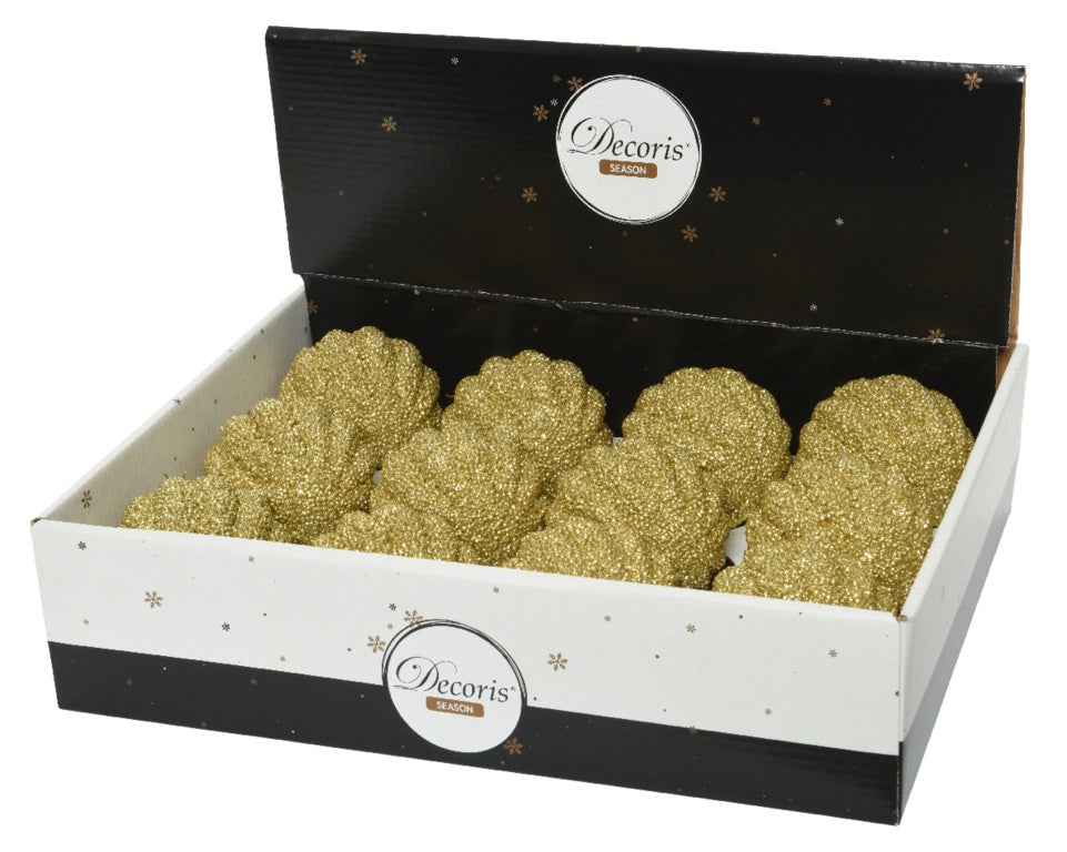 Kaemingk Bauble Foam Glitter 8cm Light Gold