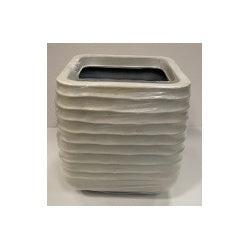 Kaemingk Jamie Plastic Square Planter Off White Small