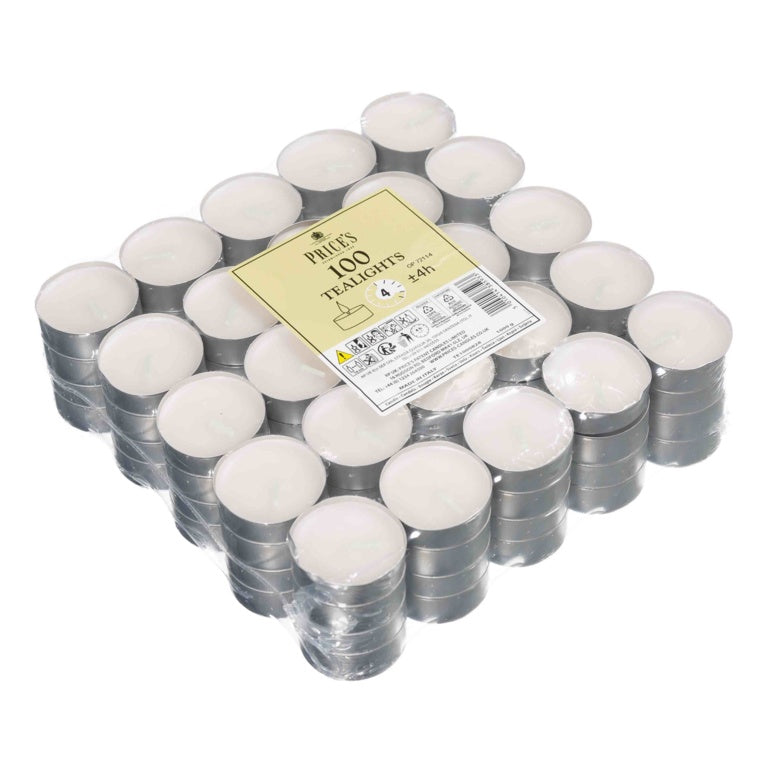 Prices Candles White Tealights Pack 100