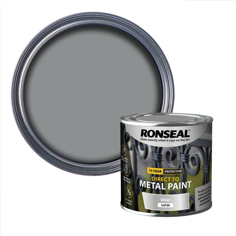 Ronseal Direct To Metal Paint 250ml Silver Satin