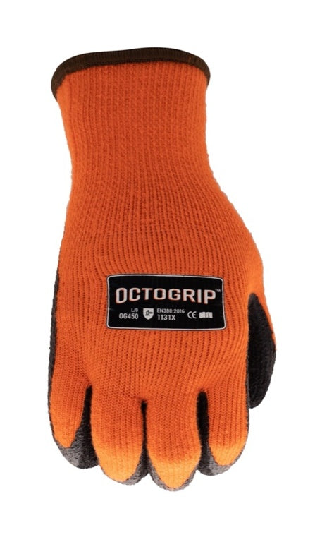 Octogrip 10g Winter Fleece Lined Glove with Foam Latex Palm Lrg