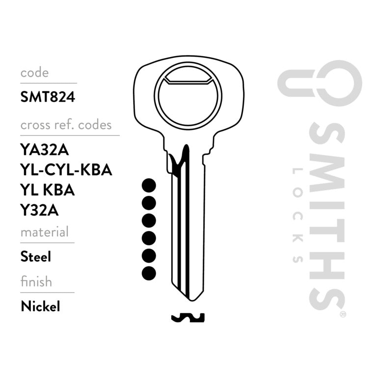 Smiths Locks Yale Patented 6 Pin Key Blank