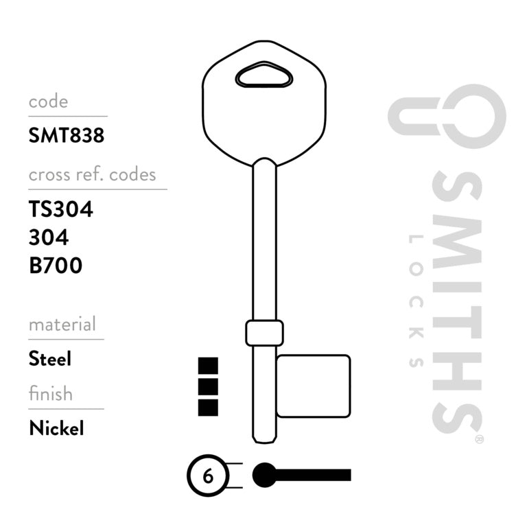 Smiths Locks Guardian Mortice Key Blank