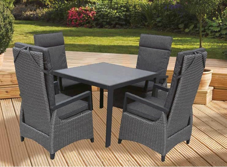 Pagoda St Tropez Reclining Dining Set 4 Seat