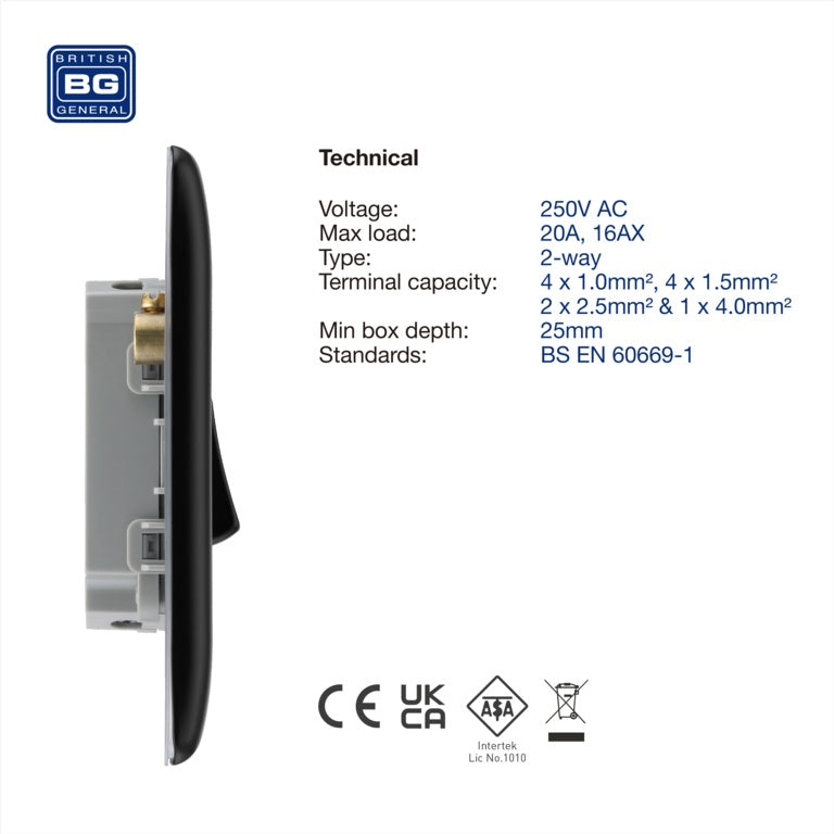 BG Quadruple Switch 16ax 2 Way