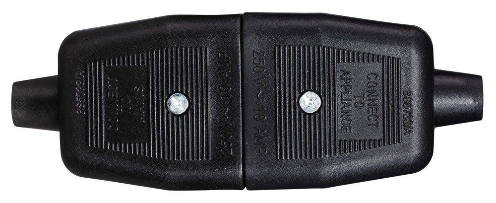 Masterplug 10 Amp 3 Pin Heavy Duty Non Reversible Connector Black