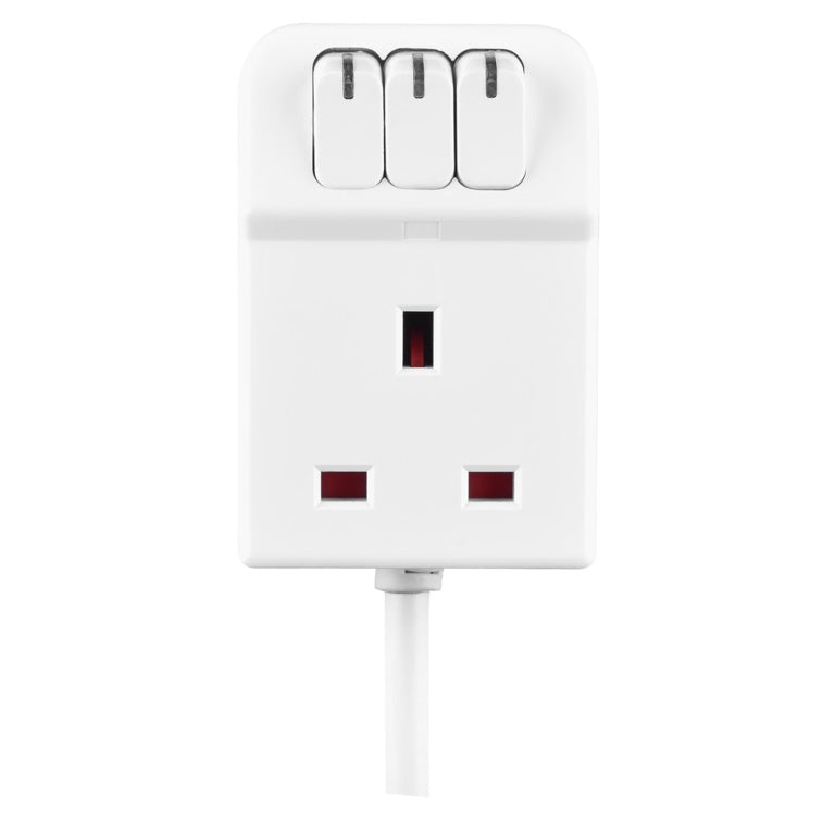 3 Socket 13 Amp Extension Lead White