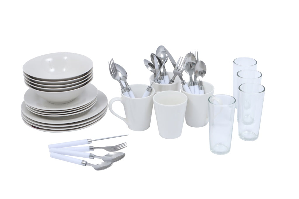 Basiks White Porcelain Dinner Set 36 Piece